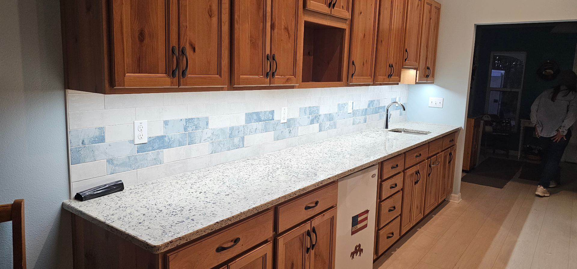 Kitchen counter outlets and under-cabinet lighting wired by MG Electrical