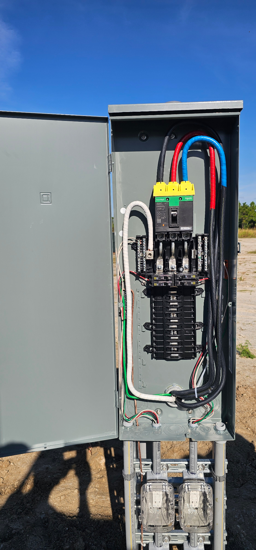 Commercial main panel with neatly wired Square D breakers