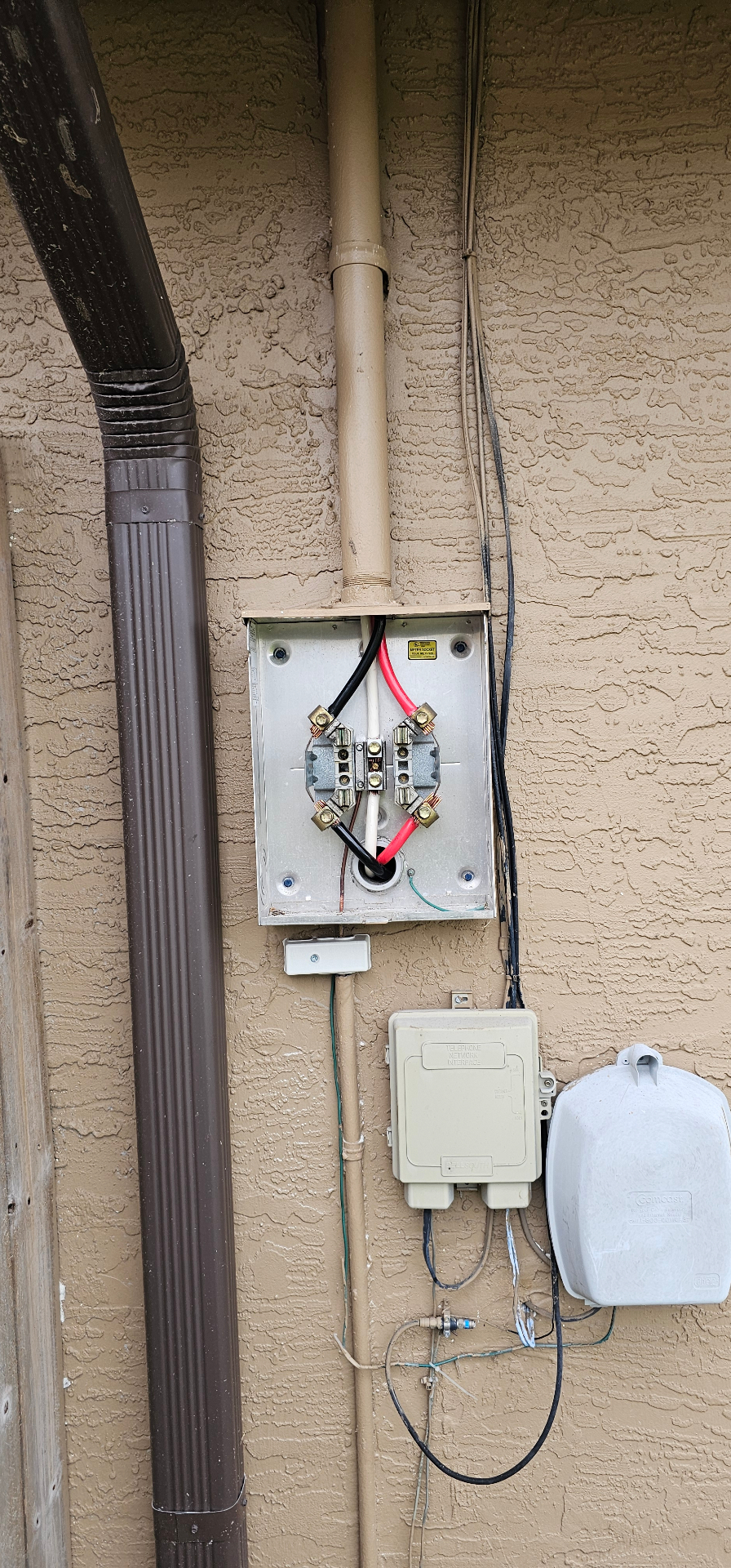 Exterior meter base rewire with new service conductors