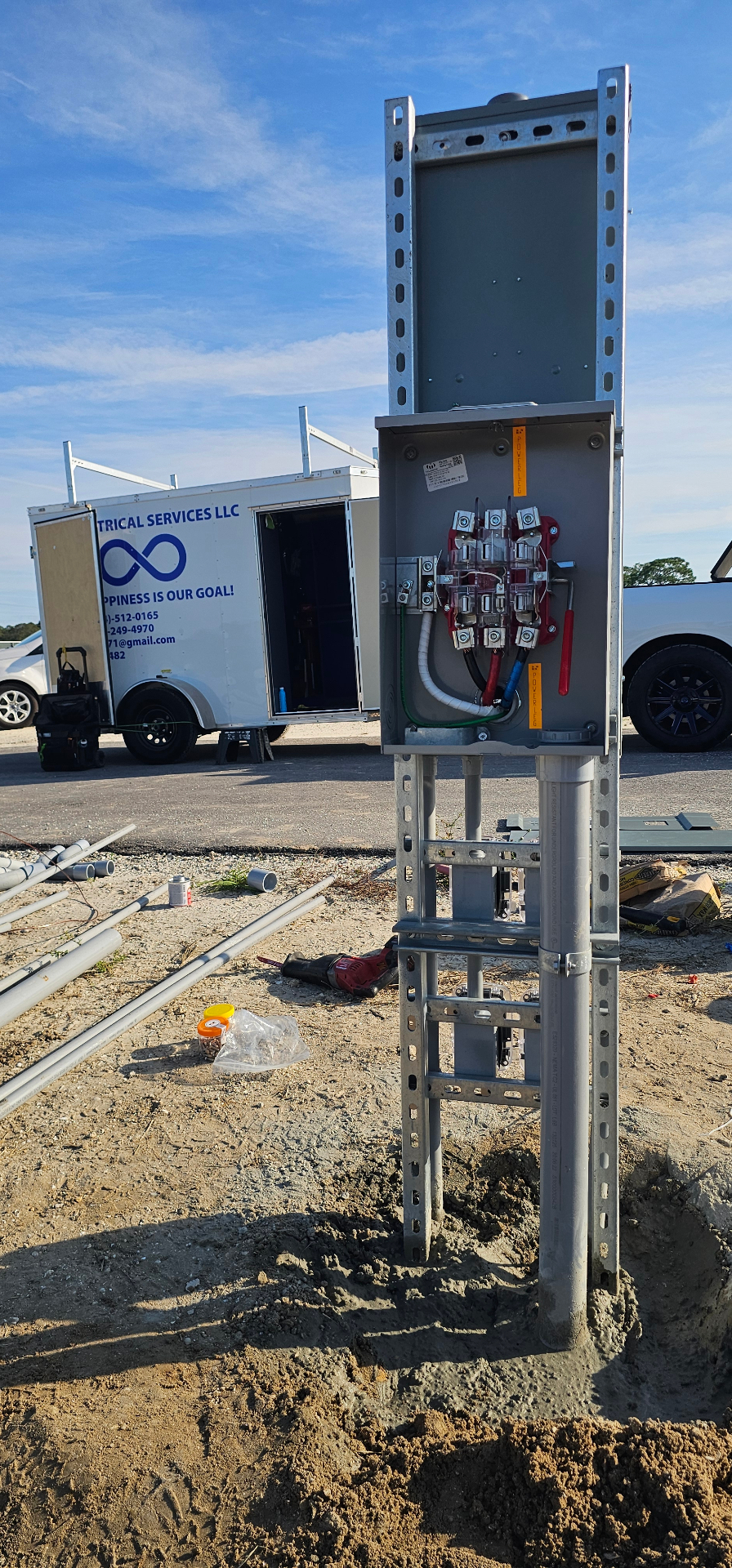 Freshly set meter stack and disconnect